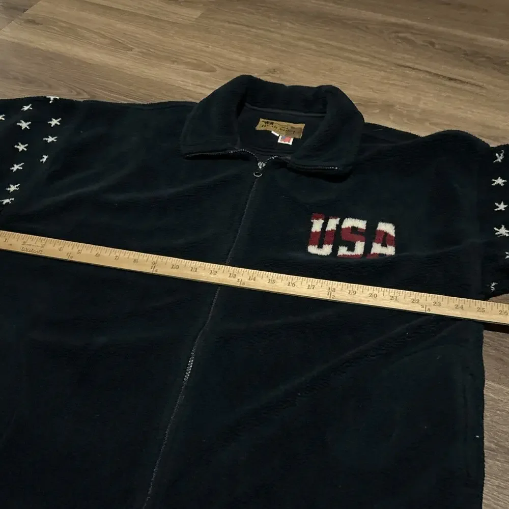 Bear Ridge Outfitters USA Flag Stars and Stripes Blue Fleece Jacket Sz XL Zip Up - Picture 5 of 8